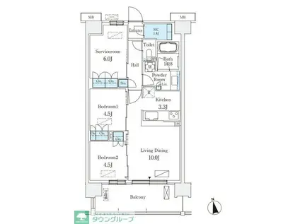 スカイグランデ津田沼(3LDK/10階)の間取り写真