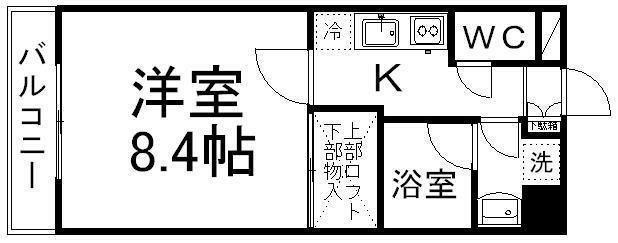 ウィング上杉北(1K/2階)の間取り写真