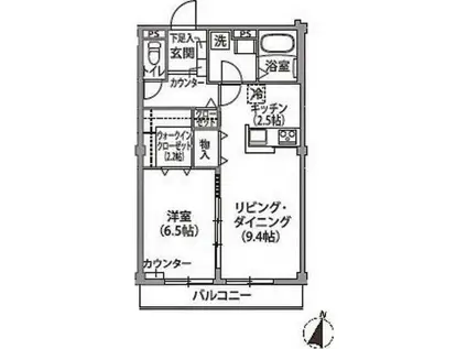トレーノ赤堤(1LDK/2階)の間取り写真