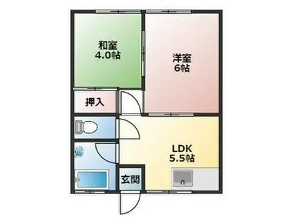 コーポ雅(2DK/2階)の間取り写真