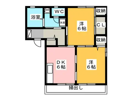 フローラハイツIIA(2DK/1階)の間取り写真