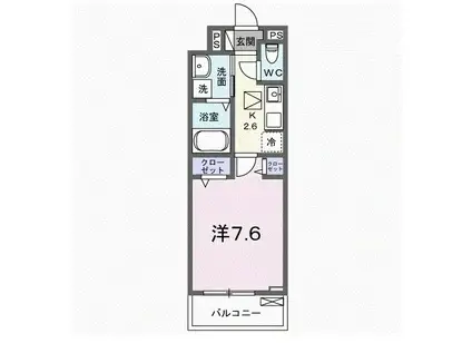 コーポハピネス白砂(1K/1階)の間取り写真