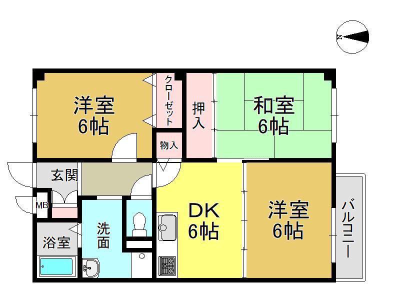 ベルメゾン高田A(3DK/2階)の間取り写真