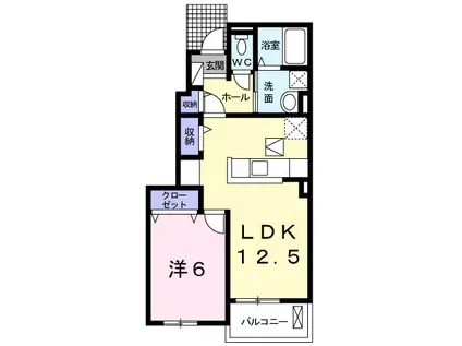 サニーヒルズ・EH(1LDK/1階)の間取り写真