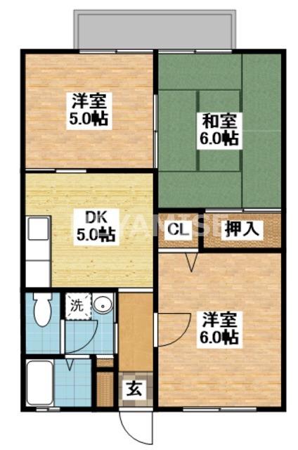 フレグランスナカムラ(3DK/1階)の間取り写真