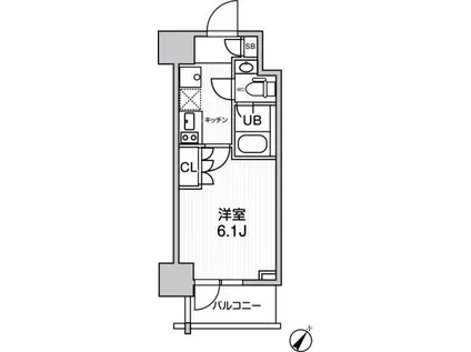 JMFレジデンス北品川(1K/4階)の間取り写真
