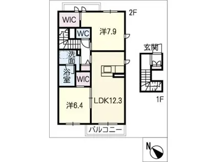 セレーノ長草(2LDK/2階)の間取り写真