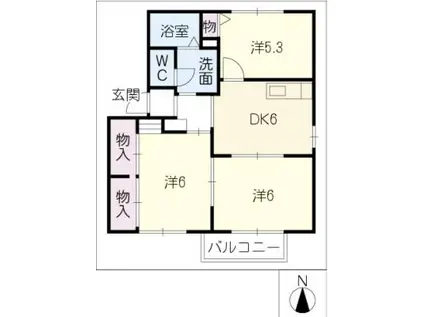 GRACE MII(3DK/1階)の間取り写真