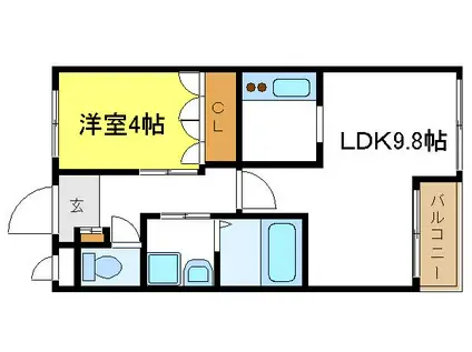 グランディール 加藤(1LDK/1階)の間取り写真