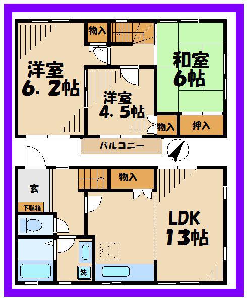 フォンティーヌ(3LDK/1階)の間取り写真