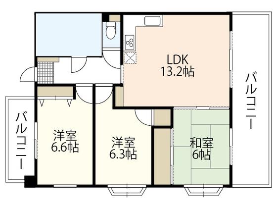 グリーンヒル吉村Ⅲ(3LDK/5階)の間取り写真