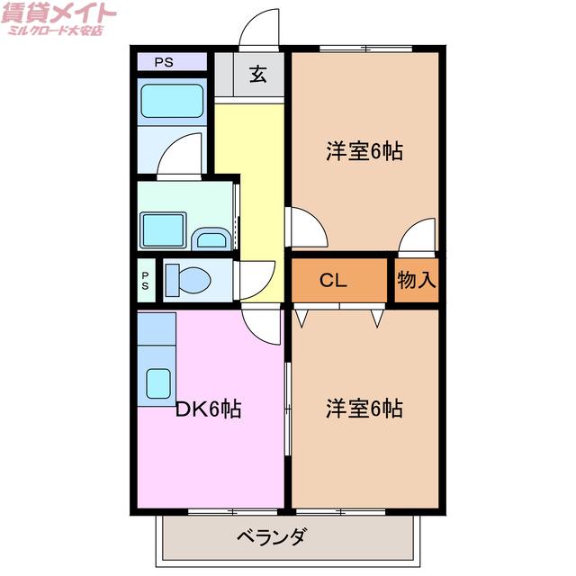 SURPLUS ベルーガA(2DK/2階)の間取り写真