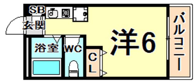 ハイツシャルム(ワンルーム/2階)の間取り写真