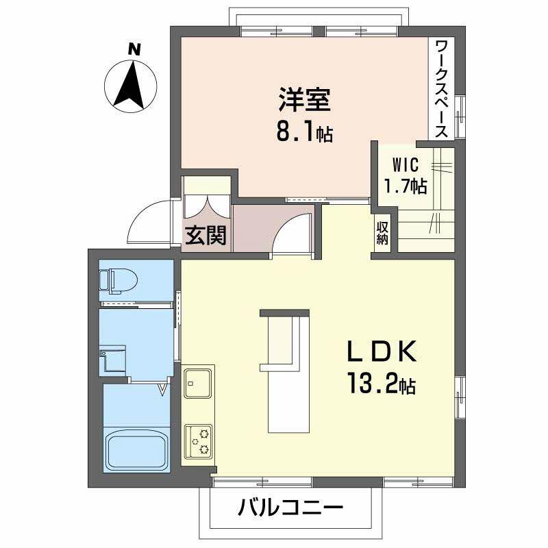 プリヴァートハイツC(1LDK/2階)の間取り写真
