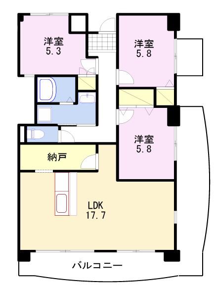 メゾン芳村(3LDK/1階)の間取り写真