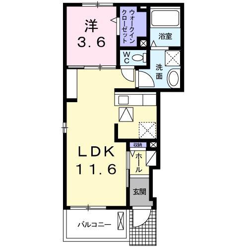 ボナール セカンド ハイツ(1LDK/1階)の間取り写真