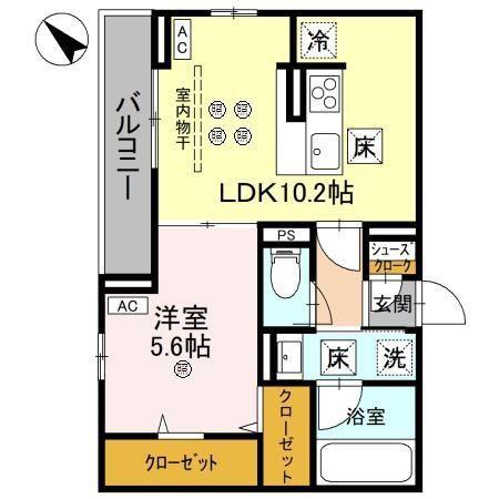 ジョウエイ深町(1LDK/1階)の間取り写真
