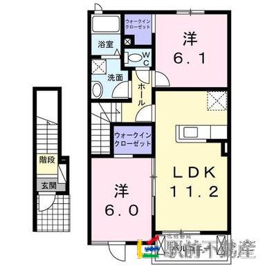 フルール・ソレイユ I(2LDK/2階)の間取り写真