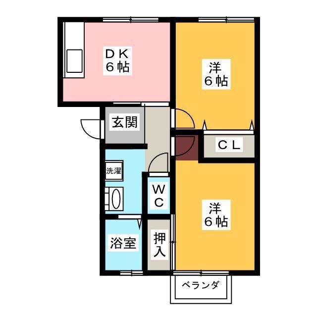 はうすまんぼう(2DK/2階)の間取り写真