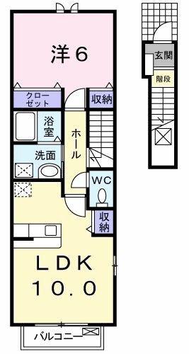 グッド・ラック1(1LDK/2階)の間取り写真