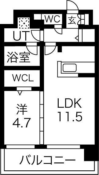 アグレアーブル(1LDK/4階)の間取り写真
