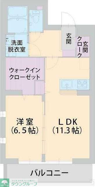 パラッツォ淵野辺II(1LDK/2階)の間取り写真