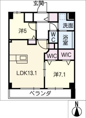 グランコール白水(2LDK/5階)の間取り写真
