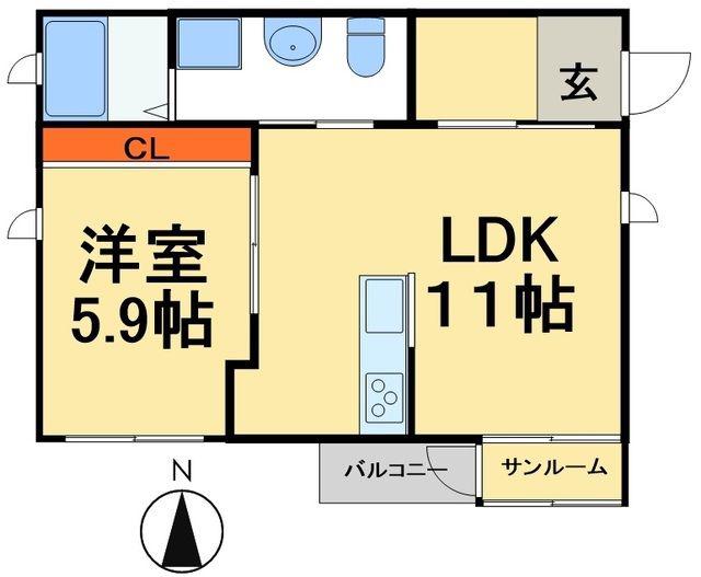 グランメゾン八潮(1LDK/1階)の間取り写真