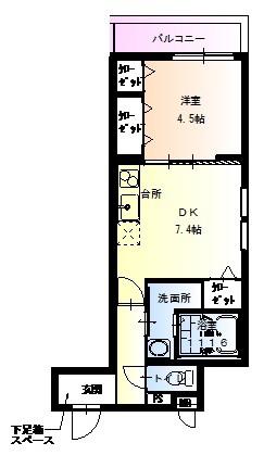 フジパレス鶴見IV番館(1DK/2階)の間取り写真