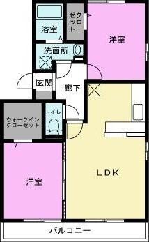 リバーパーク蒲生A(2LDK/1階)の間取り写真