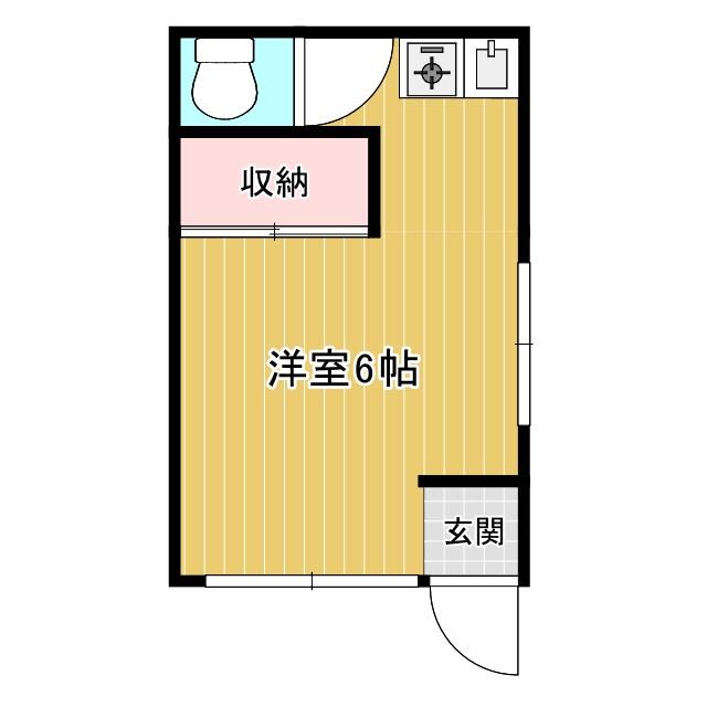 たかはし荘(ワンルーム/1階)の間取り写真