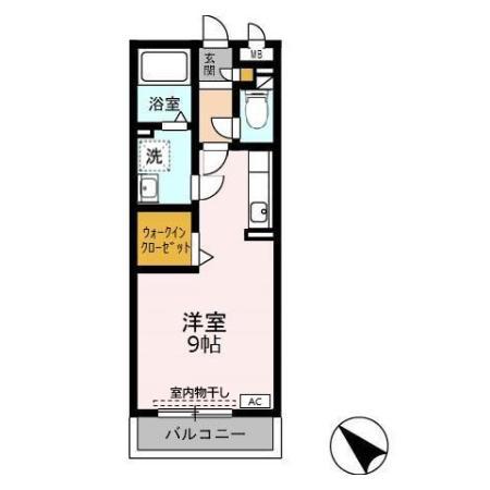 パークハイム B棟(ワンルーム/3階)の間取り写真