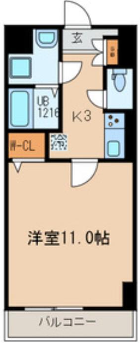 プランドールII(1K/2階)の間取り写真