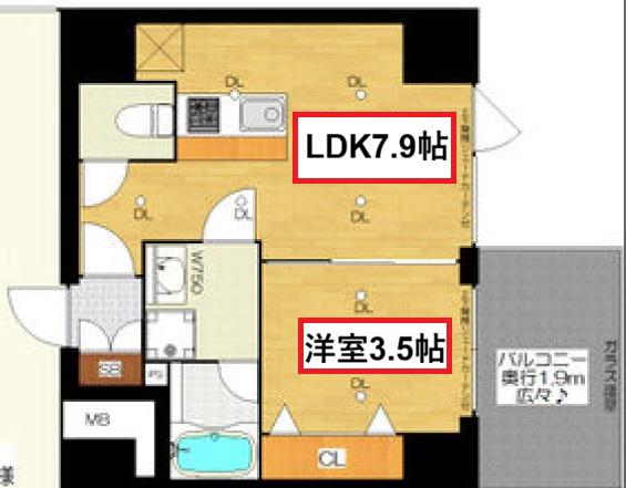 ブエナビスタ難波サウスタワー(1LDK/10階)の間取り写真