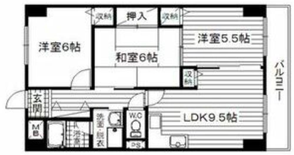 さんさん吉田(3LDK/3階)の間取り写真