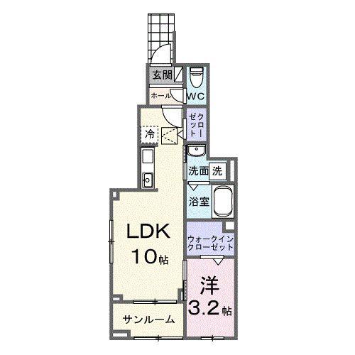 エテルノ アルドール(1LDK/1階)の間取り写真