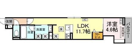 URBANA(1LDK/1階)の間取り写真