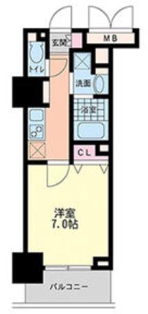 ハビテ靭センターコート(1K/4階)の間取り写真
