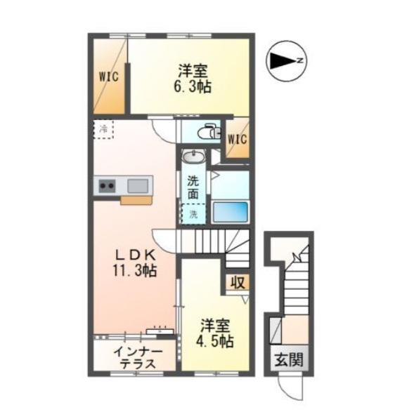 メゾン エメ(2LDK/2階)の間取り写真