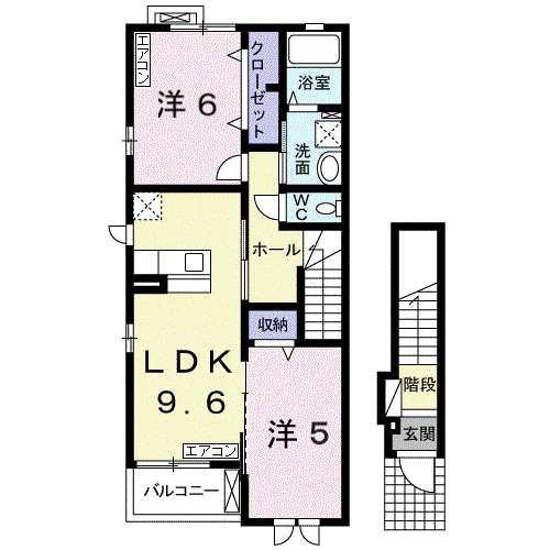 アルコバレーノ C(2LDK/2階)の間取り写真