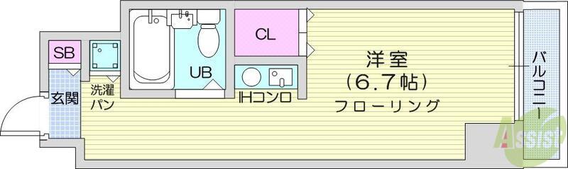 東急ドエルアルス大町(ワンルーム/10階)の間取り写真