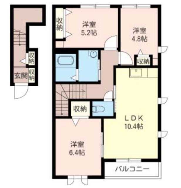 ディアコートC棟(3LDK/2階)の間取り写真