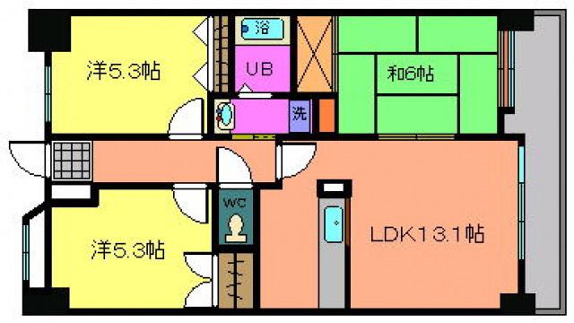 マンションリバーハンズ(3LDK/5階)の間取り写真