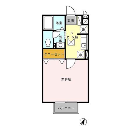 セジュールM3(1K/1階)の間取り写真