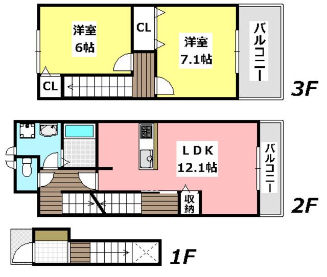 ラフレシール(2LDK/2階)の間取り写真