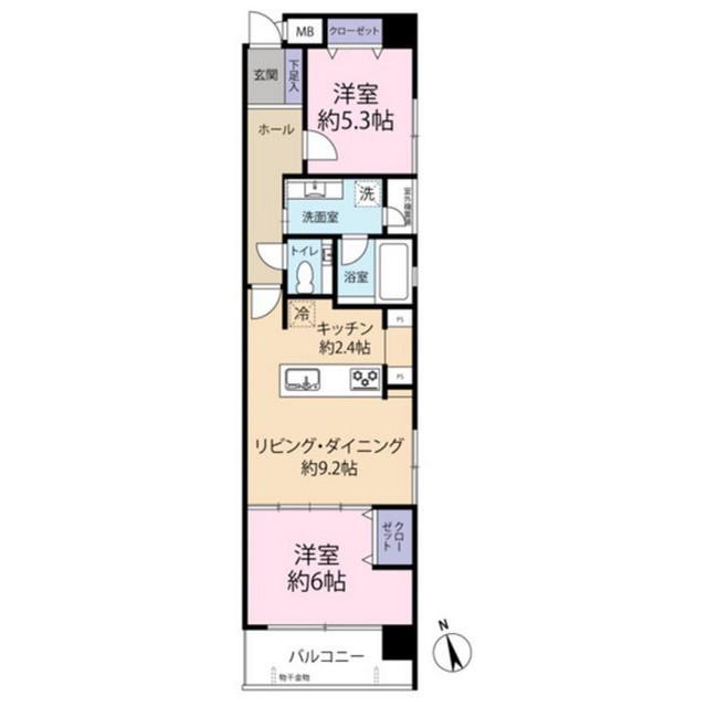 シュデン東山五条坂(2LDK/4階)の間取り写真