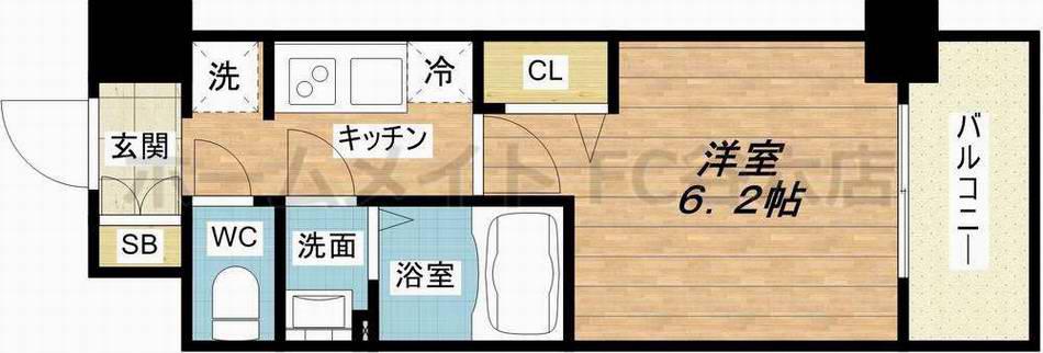 アドバンス大阪セレーノ(1K/14階)の間取り写真