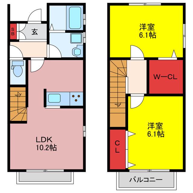 クレール栗崎(2LDK/1階)の間取り写真