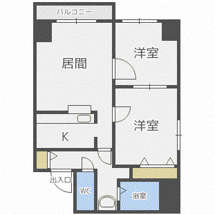 ラビエ円山(2LDK/6階)の間取り写真