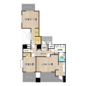ビレッジアール大淀南(2LDK/8階)の間取り写真